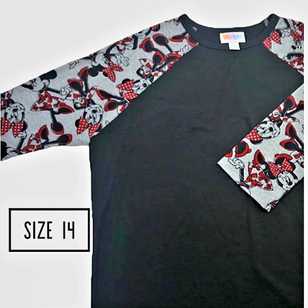 NWT LulaRoe 14Y Sloan Disney Minnie Mouse Raglan Shirt